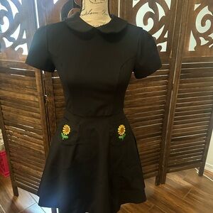 Modcloth Black Mini Dress w/Sunflowers